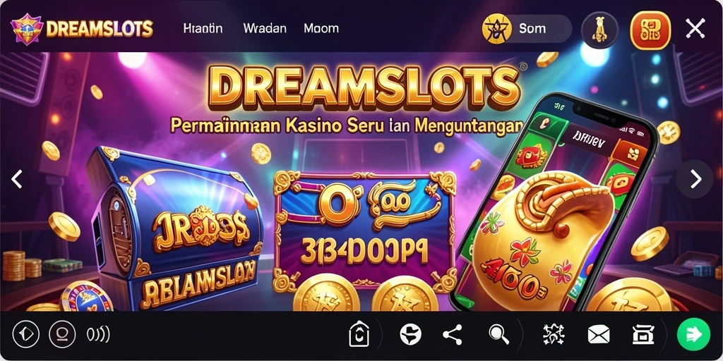 Screenshot utama dari gameplay DREAMSLOTS menampilkan keseruan dan peluang menang.