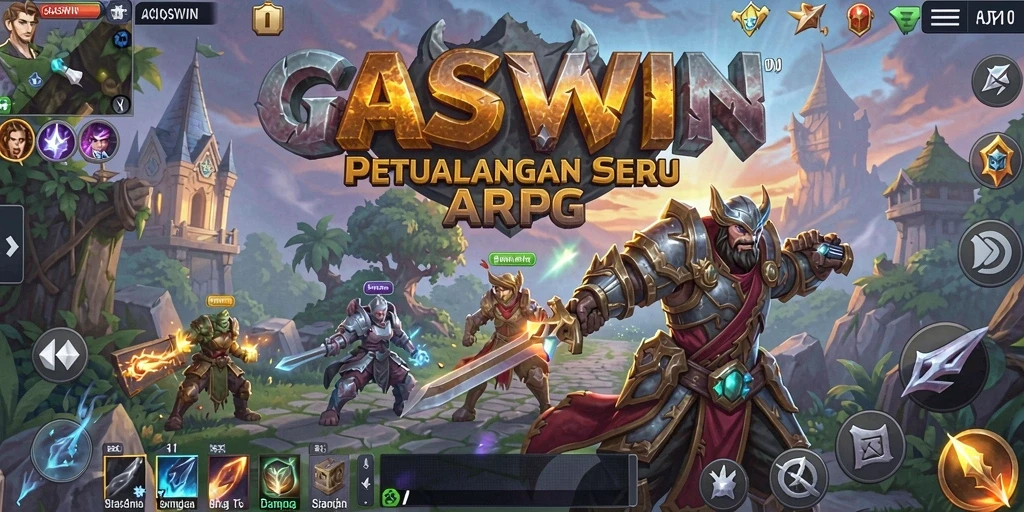 Screenshot utama GASWIN menampilkan pertarungan seru dalam dunia ARPG.