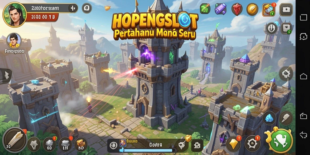 Tangkapan layar HOPENGSLOT menampilkan aksi seru dalam pertahanan menara.