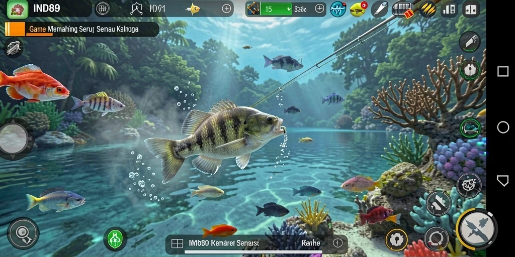 Tampilan menarik dari gameplay memancing di IND89 yang mendebarkan.