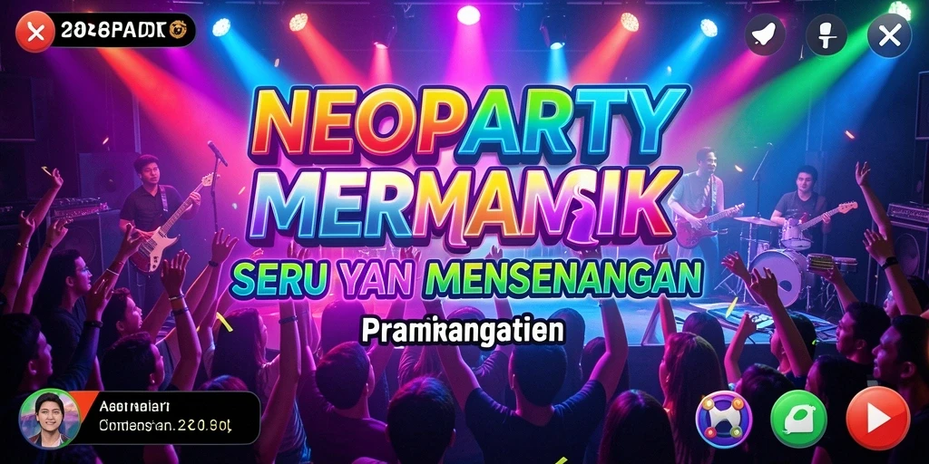 Tampilan gameplay NEOPARTY yang penuh warna dan menyenangkan.