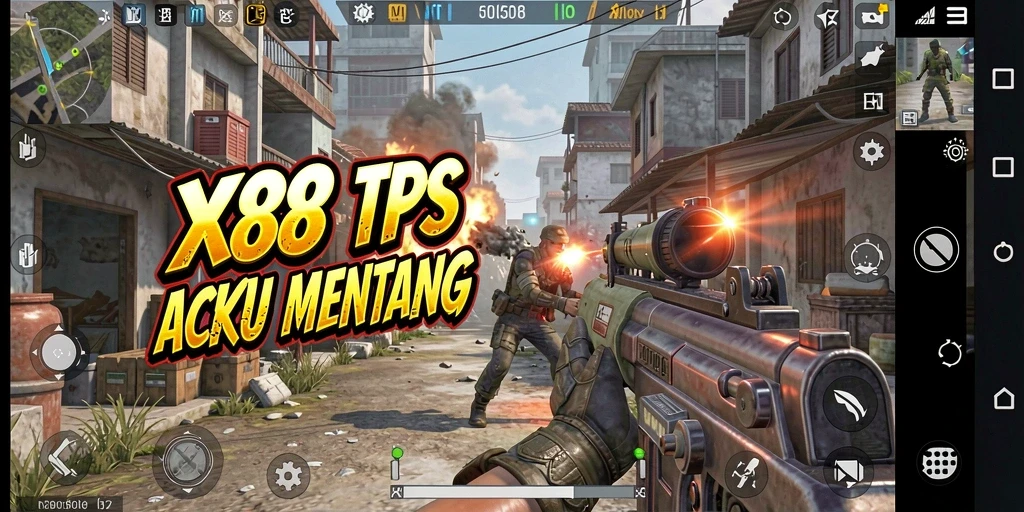Tangkapan layar gameplay X88 menunjukkan aksi seru dan intens di medan perang.